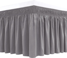Wrap around Bed Skirts for King Cal King Beds 18" Long Drop, Silver Grey Adjus
