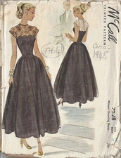1948 Vintage Sewing Pattern B32 EVENING DRESS (1764)