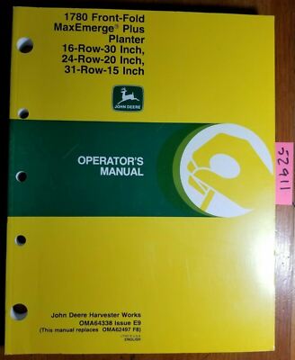 John Deere 1780 Front-Fold MaxEmerge Plus Planter 16R 30'' 31R 15'' 24R 20'' Manual