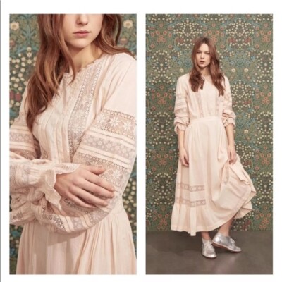 good deeds blush pink lace up dress Hanna Romantic Blush Pink Lace Slip Tulle Dress S main image 0