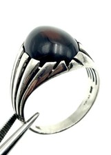 Yemen Agate - Natural Red Agate Stone Ring 925 Silver Yemeni Aqeeq Size 11