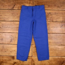 Vintage French Workwear Pants Trousers 34x30 Unisex Straight Blue Cotton
