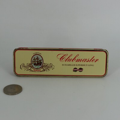 Vintage Clubmaster 10 Cicgarillos Superior 171 long Blechdose leer #Handelsgold