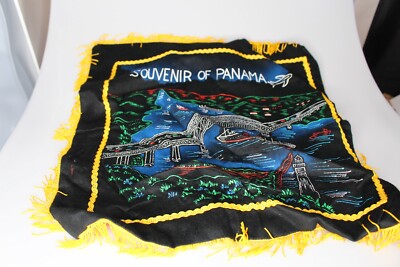 vintage Pillow Cover Velvet with Fringe Souvenir of Panama | eBay