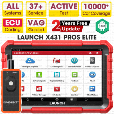 LAUNCH X431 PROS V + Pros Elite Bidirectional Car Diagnostic Scanner Key Coding