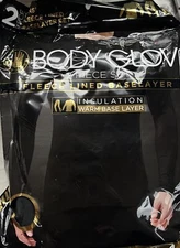 Body Glove Fleece Lined 2 PC Fleece Lined Insulated Warm Baselayer  Sz L Black