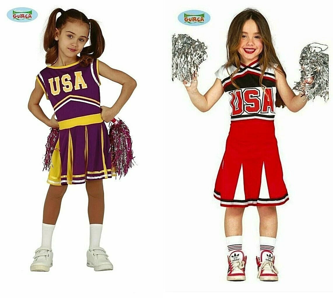 Costume Da Cheerleader Per Bambina Con Gonna, Pompon E Calze – Perfetto Per Halloween E Cosplay (5-12 Anni)