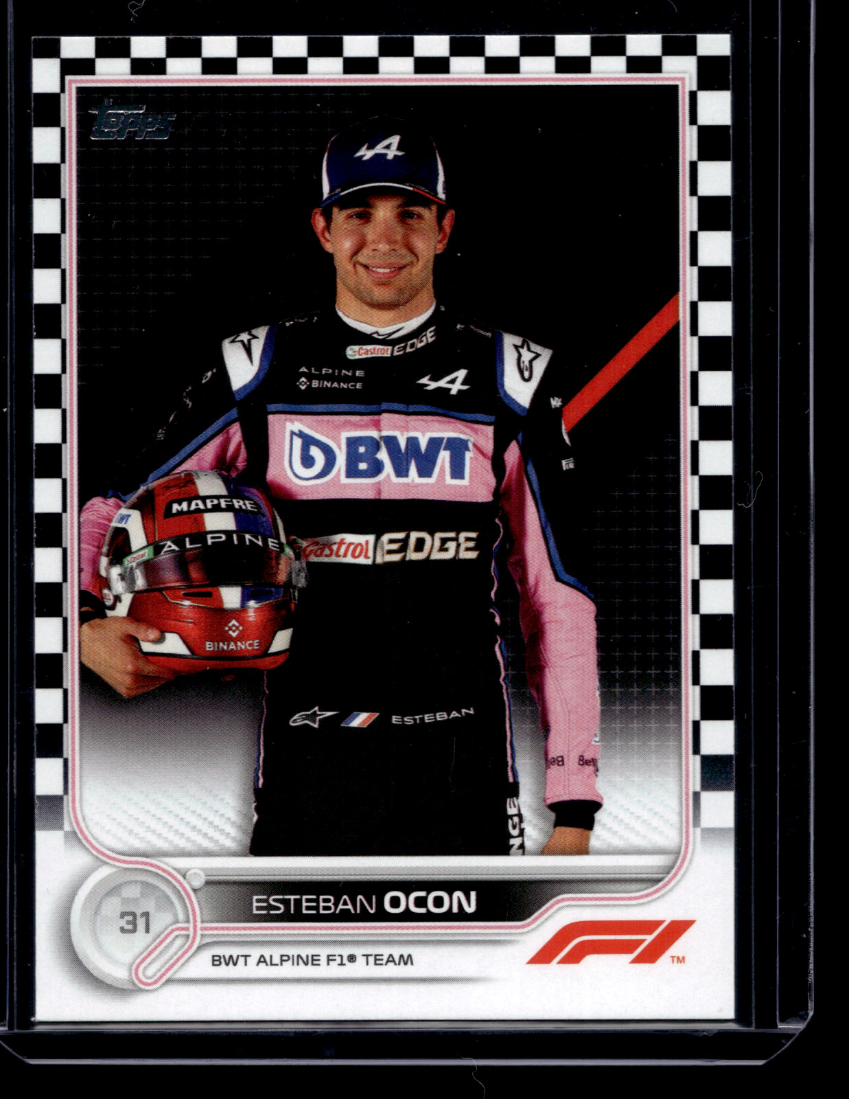 Esteban Ocon Checker Flag Parallel Topps Formula One 2022 Card #41 Alpine F1