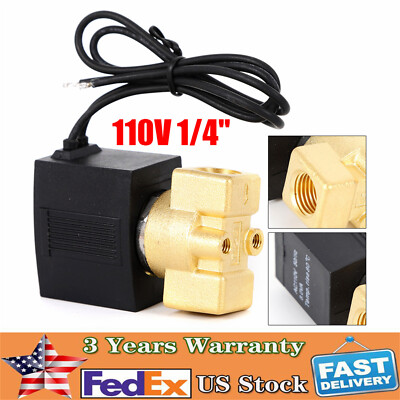 1/4'' Electric Solenoid Valve Water Oil Air Gas Welders 110/120 volt AC 0-145PSI