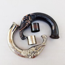 Set Of 2 Solid Brass Designer Elephant Head Handle Vintage Wooden Walking Cane