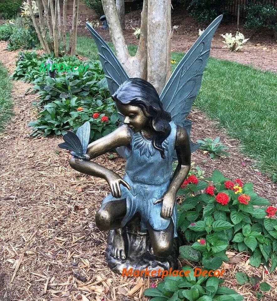 Hada Gracia con Mariposa Jardín Escultura Estatua Aluminio ~ SPI Home 34024 Foto 3 de 3