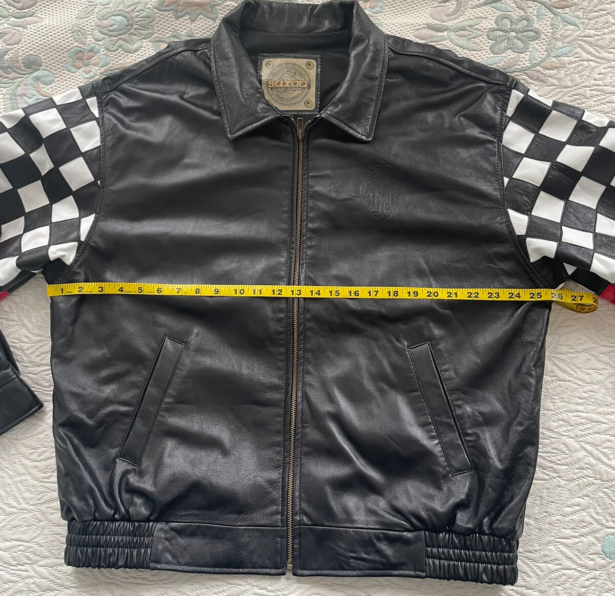 SAXON Leather Bomber Black Racing Jacket Men