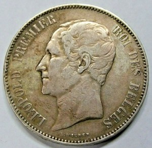 Details About 1865 Belgium 5 Francs Silver Coin Leopold Premier Roi Des Belges Free Shipping - 