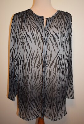 Womens Citiknits Effortless Style Sheer Blouse 1X Animal Print Top