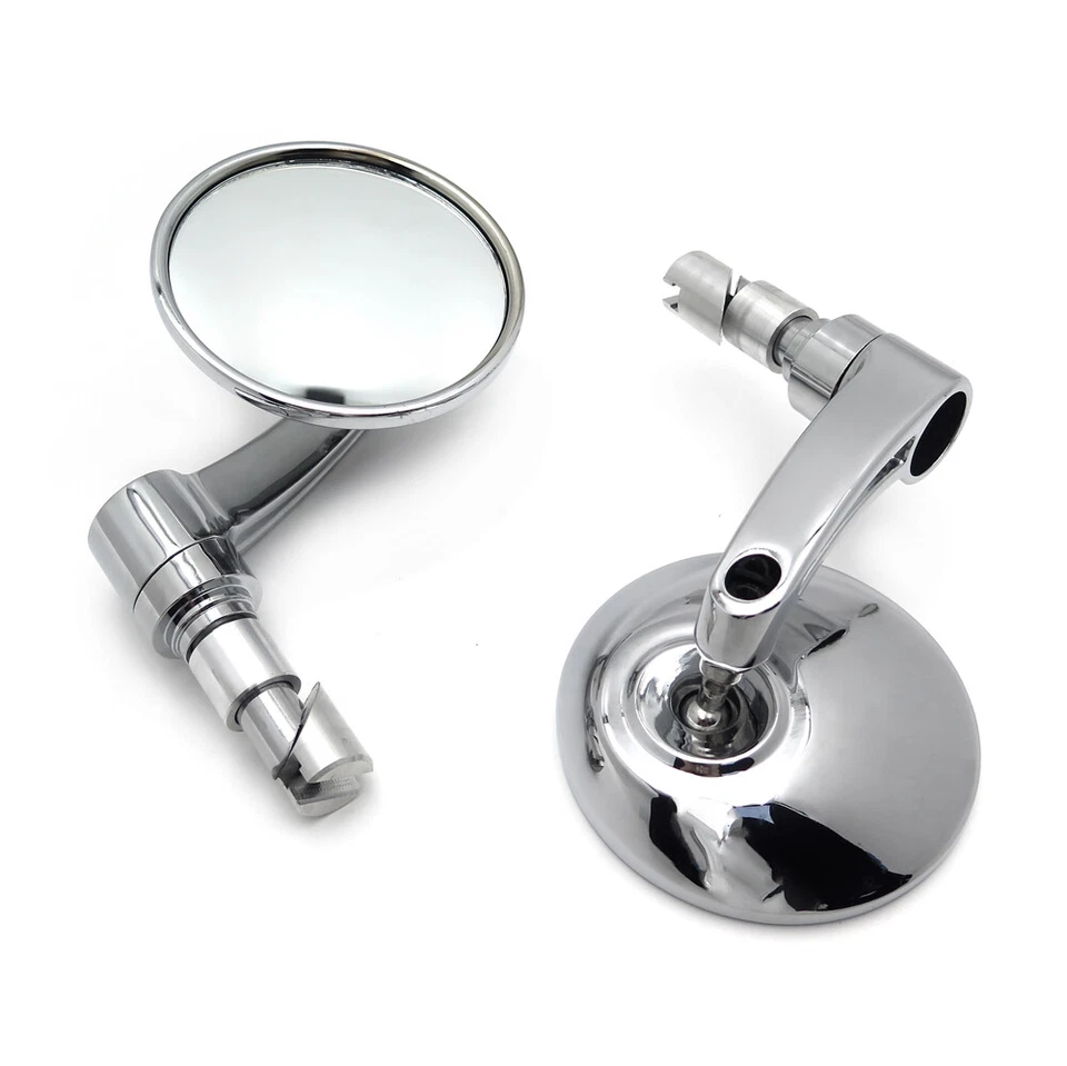 Espejo de extremo de barra redonda cromado 7/8" 1" 22 mm 25 mm diamante recortado café para Harley Foto 2 de 4