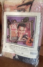 Elvis Presley Vintage Postage Stamp Triple Woven Afghan Blanket 50" x 68" NEW