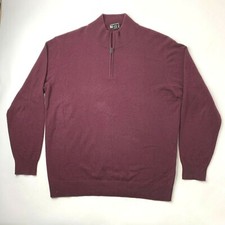Jos. A. Bank Mens 2XT Cashemere Sweater Travelers Collection 1/4 Zip Maroon