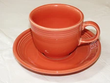 Fiesta Homer Laughlin China Co Coffee Tea Cup & Saucer set orange to red 1 set*^