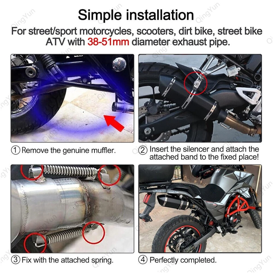 51mm Slip-On Exhaust Pipe Muffler For CFMoto 250NK 300NK 400NK 450NK 650NK 800NK Foto 4 de 4