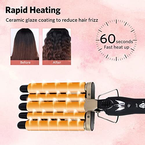 Hair Crimper Iron 5 Barrel Curling Iron Wand, 0.6 Inch Hair Waver Iron Hair C... - Picture 4 of 7