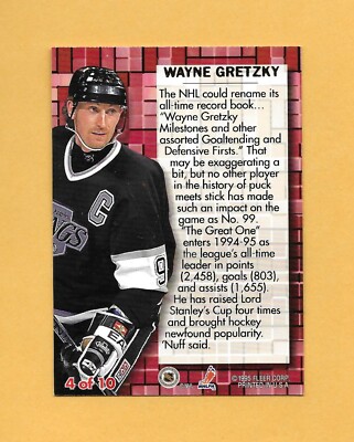 95-96 Fleer ULTRA PREMIER PIVOT Card # 4 WAYNE GRETZKY EXCEPTIONAL
