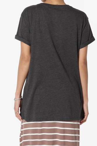 Camiseta suelta de gran tamaño de algodón con cuello en V TheMogan S~3X manga corta calce relajado - Imagen 70 de 242