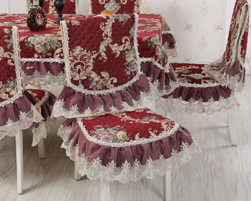 Chenille Rectangle Vintage Lace Tablecloth Events Round Dining Chair Cover - Picture 19 of 45