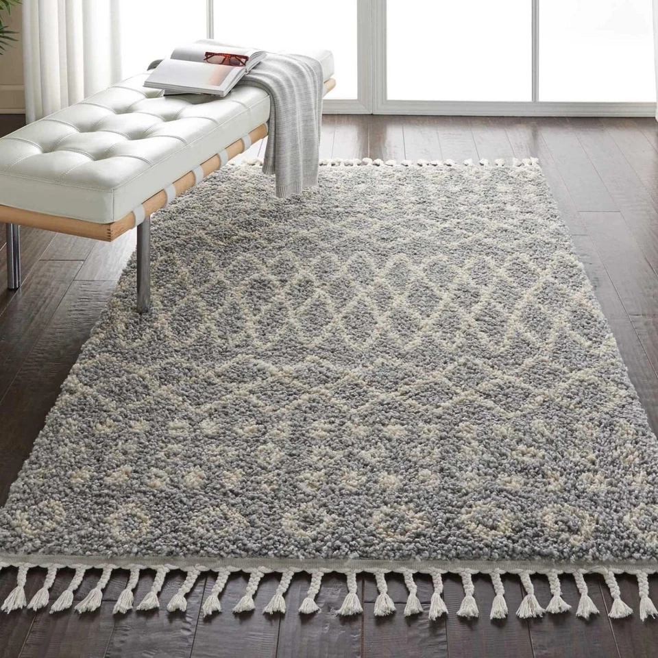 Alfombra Nourison Marrakech Shag plata marroquí 3'11" x 6'7", fácil Foto 2 de 4