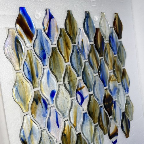 8 Sheets Glass Mosaic Tile “violet fire” Blue Yellow 8 Sqft New Old Stock - Picture 4 of 8