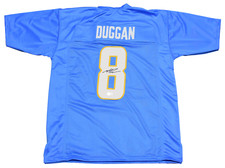 MAX DUGGAN AUTOGRAPHED LOS ANGELES CHARGERS #8 POWDER BLUE JERSEY BECKETT