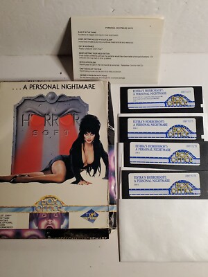 Vintage 1989 Elvira s Horror soft: A Personal Nightmare - for IBM/DOS 5.25''