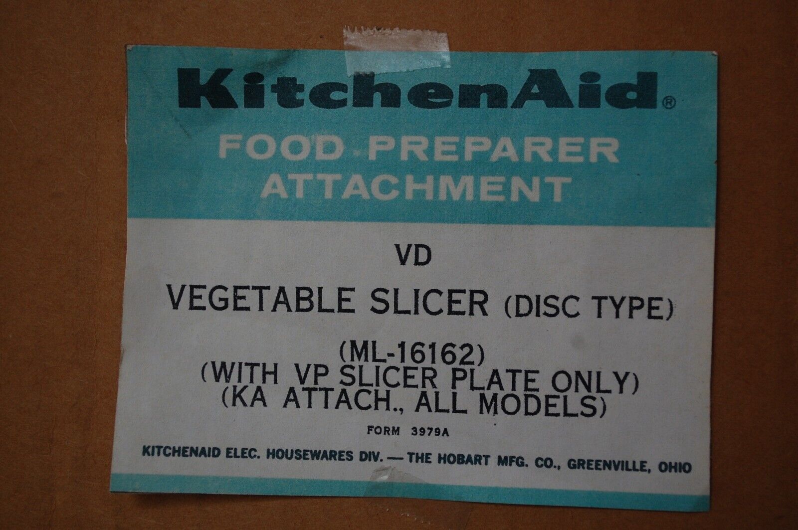 Hobart Kitchenaid Disc Slicer, Shredder, Grater. It's the 7 Mini Pelican 
