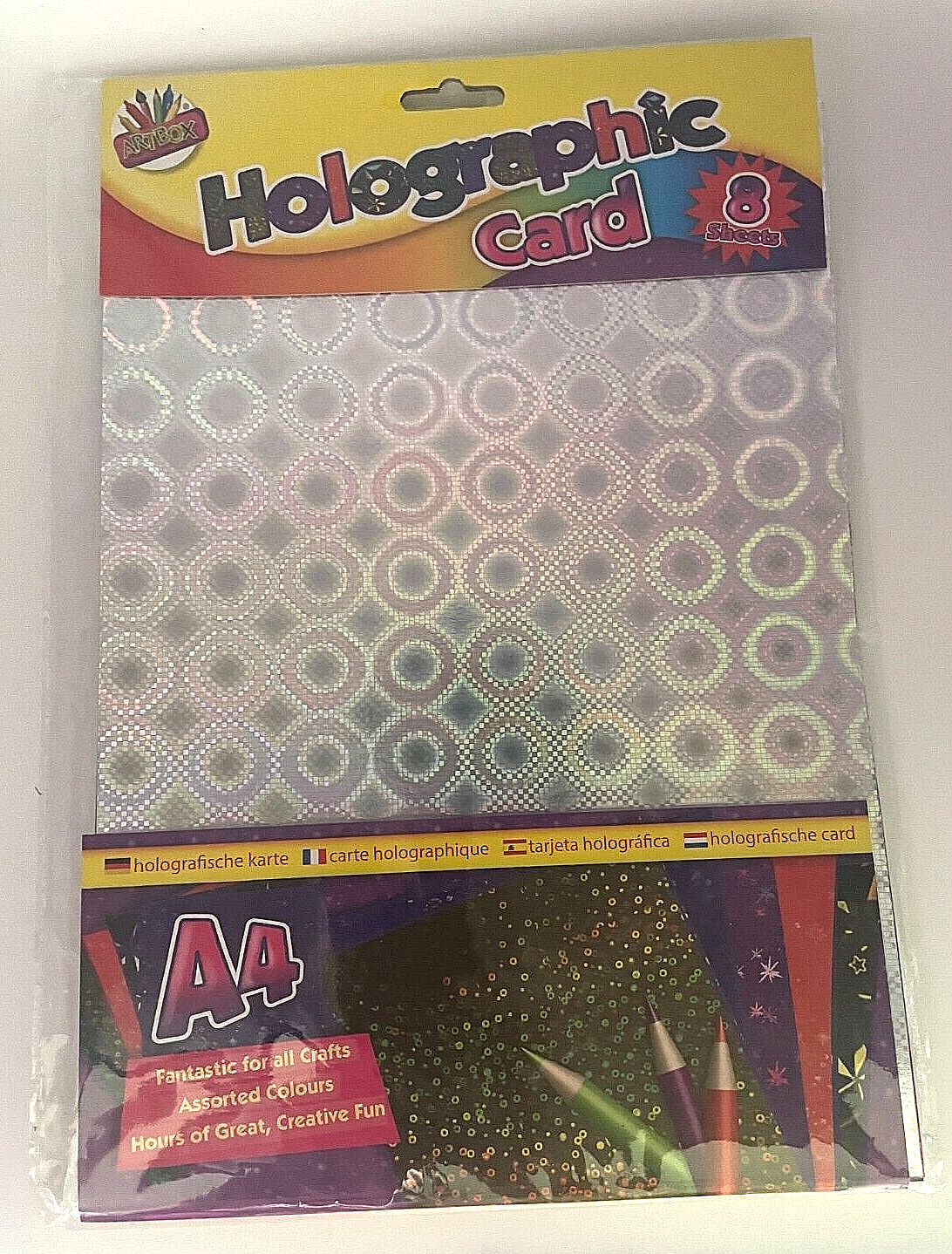 Make your own Holographic Card 8 sheets A4 size assorted colours crafts creative