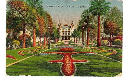 Monte Carlo Casino Post Card with Tied Monaco # 83 stamp Used Nice! RARE!