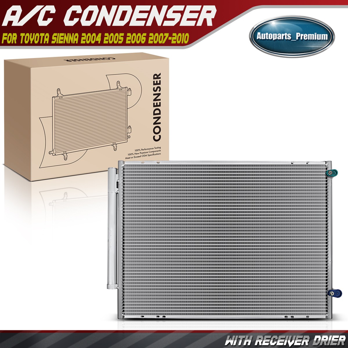 AC Condenser with Receiver Drier for 2004-2010 Toyota Sienna AC Condenser with Receiver Drier for 2004-2010 Toyota Sienna