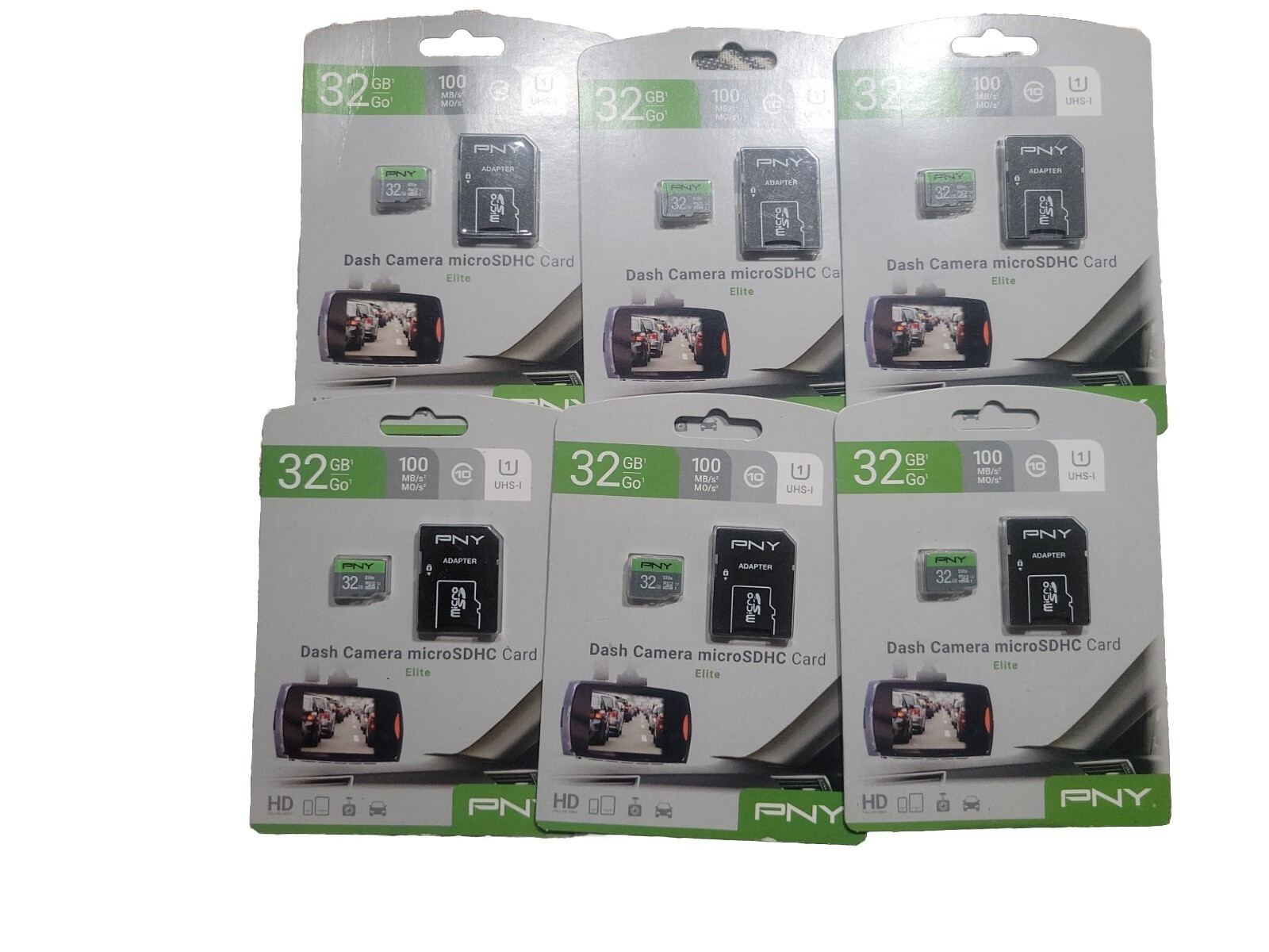 Lot of 6 PNY 32GB Dash Camera Drone Smartphone Micro SDHC Cards Class 10 100mbs-image