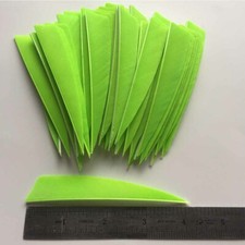 50PCS 4Inch Fluorescent Green Shield Fletches Fletching Feather RW