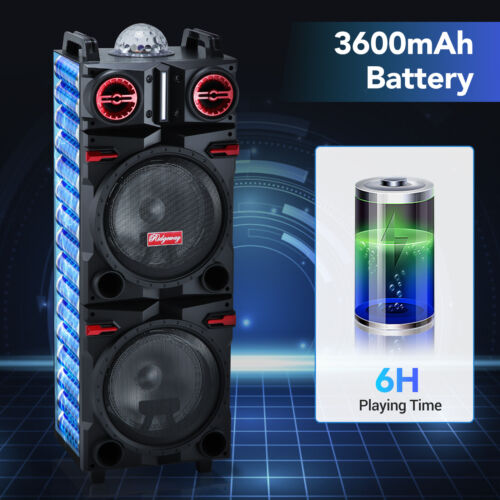 Altavoz Bluetooth 9000W Doble 10" Subwoofer Bajo Pesado Sistema de Sonido Fiesta y Micrófono - Imagen 7 de 12