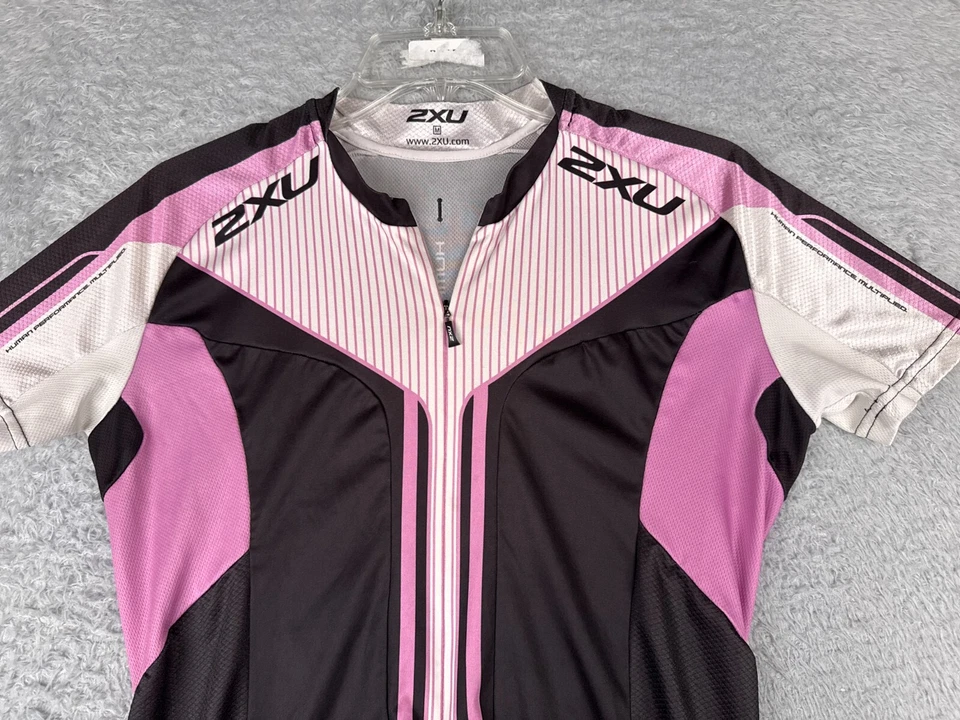Camiseta deportiva de ciclismo 2XU para mujer rosa mediana negra 1/2 cremallera manga corta 100 % poliéster Foto 4 de 4