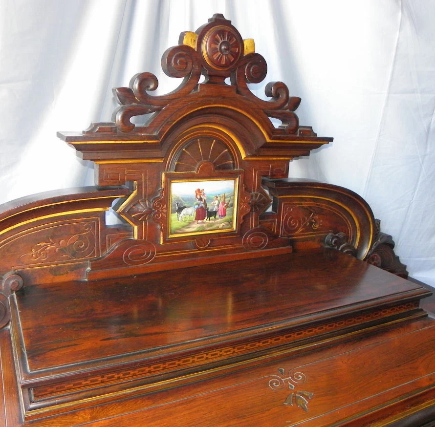 Antigua credenza victoriana de palo de rosa - renacimiento renacentista - mármol - elegante Foto 4 de 4