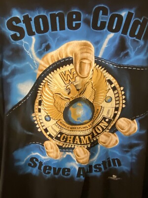 Vintage 90s WWF WWE Stone Cold Steve Austin Champion Belt T-Shirt