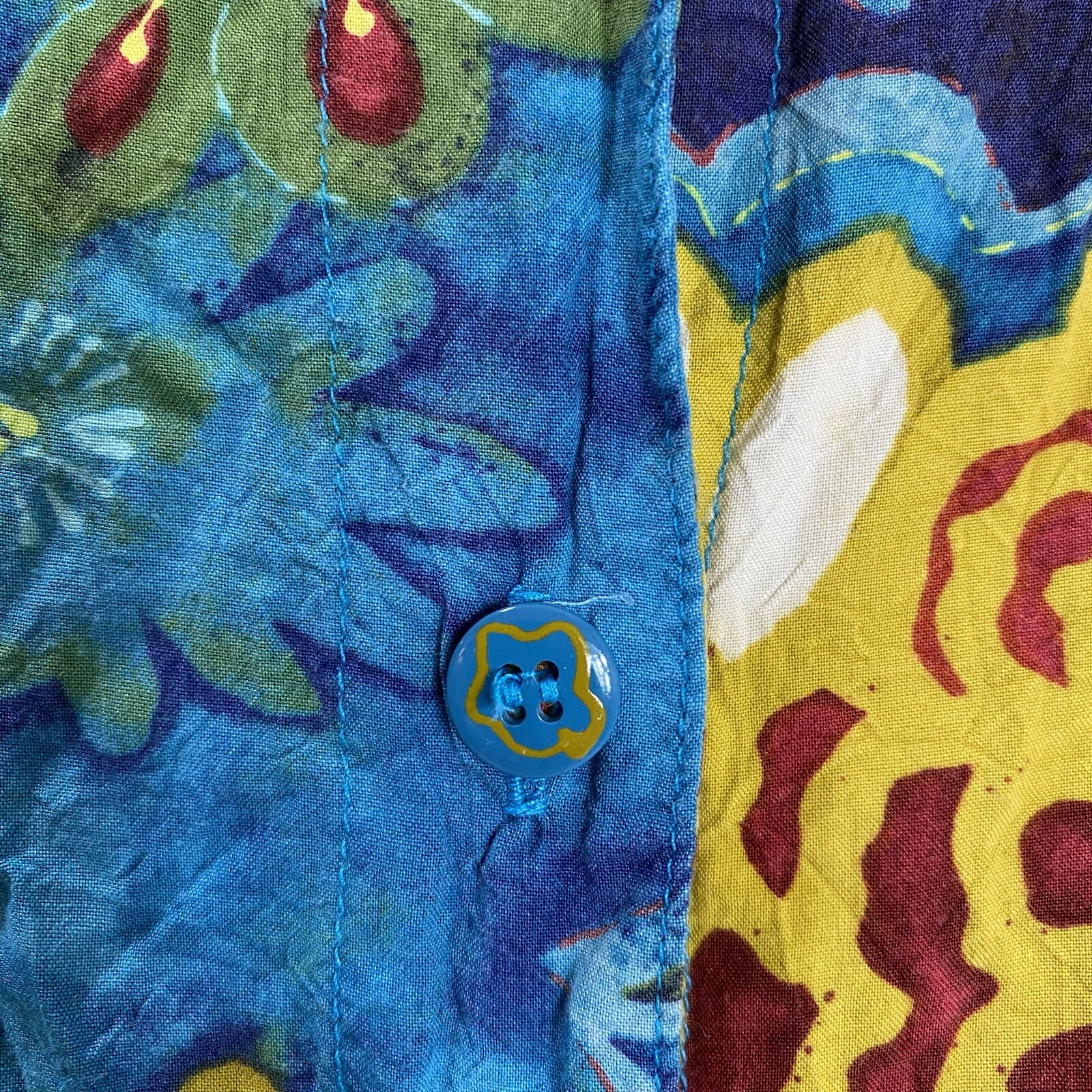 Vintage Jams World Womens M Floral Button Up Hawaiian Shirt Short