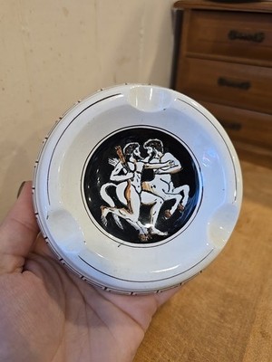 Vintage 5'' Mythical Greek Art Centaur & Human Ashtray Neutral Colors