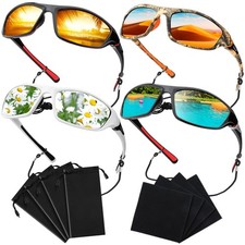 4 Pcs Polarized Sunglasses Men Women Sport Protection UV 400 Glasses for Fish...