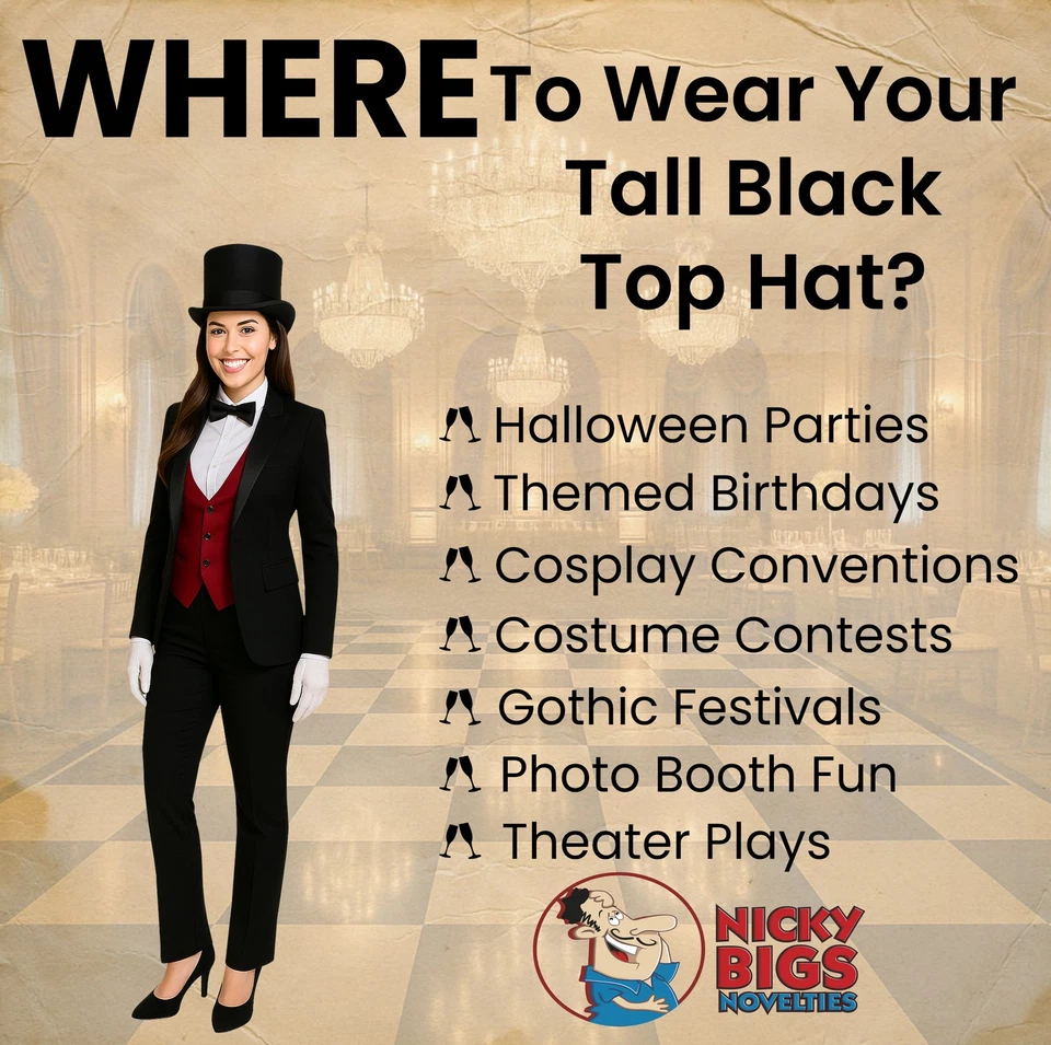 Disfraz de esmoquin victoriano formal de fieltro de lana alto de lujo negro Dickens Foto 4 de 4