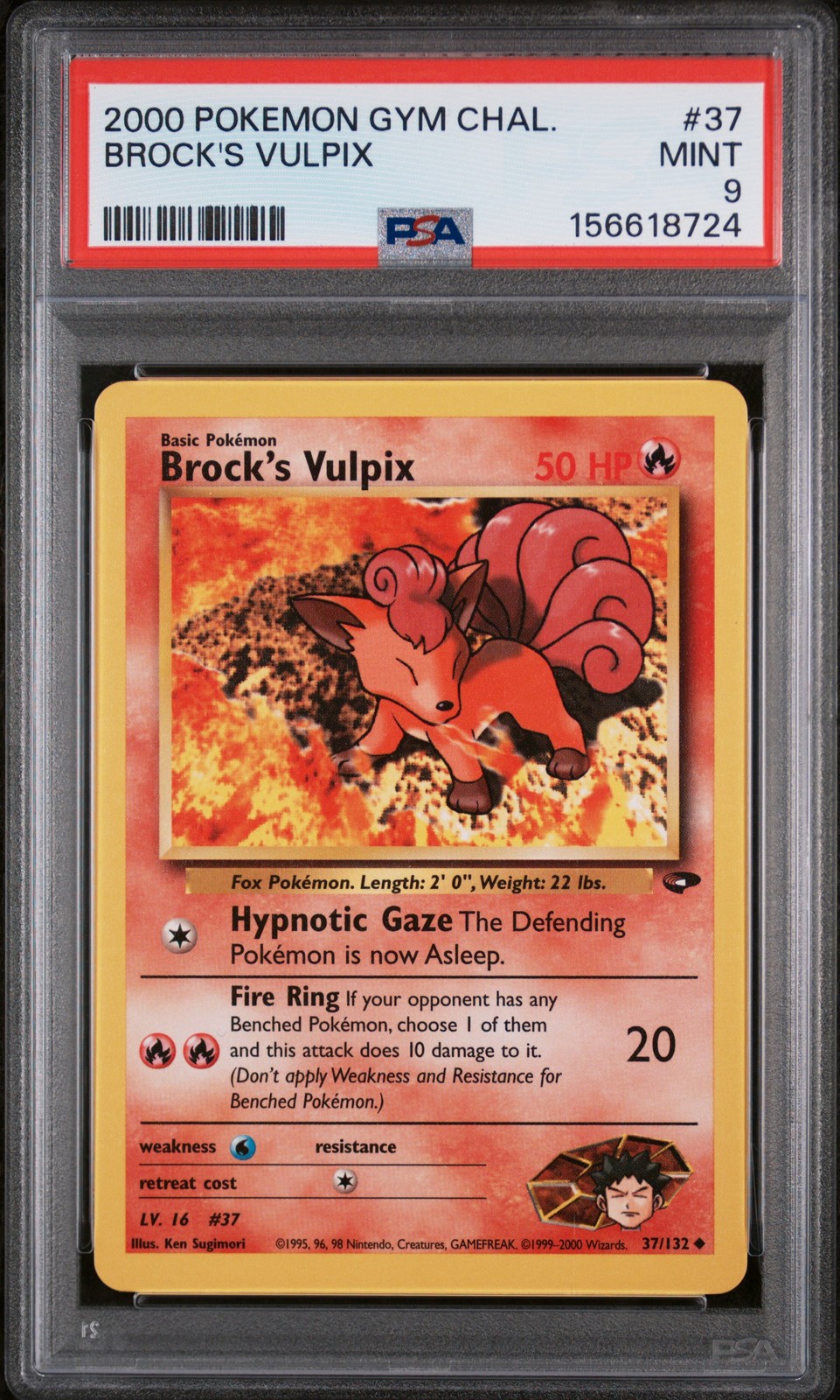 2000 POKEMON GYM CHALLENGE #37 BROCK'S VULPIX PSA 9