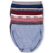 Felina Womens Cotton Stretch Hi-Cut Panties 8-Pack Large NIB