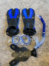 HEAD Tarpon Barracuda Volo One Adult Silicone Snorkeling Set Blue Size Small