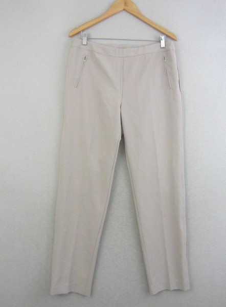 Zac & Rachel Pants Womens 10 Beige Straight Leg High Rise Trousers Crease Work