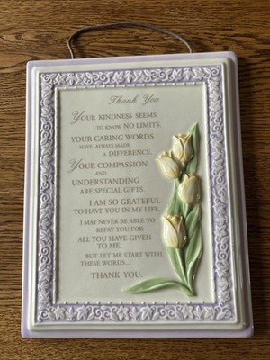 Amscan  Thank You  Ceramic Wall Plaque Raised Yellow Tulip & Border Appreciation